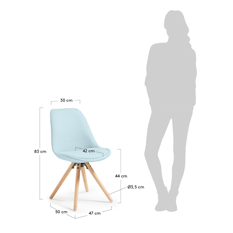 LARS Chair natural wood quilted fabric light blue【4脚セット】 | 商品カテゴリー,チェア | LaForma Japan