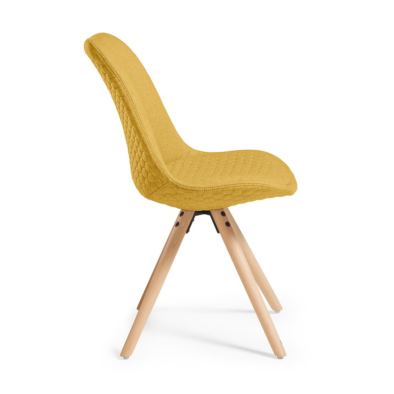 LARS Chair natural wood quilted fabric mustard【4脚セット】 | 商品カテゴリー,チェア | LaForma Japan
