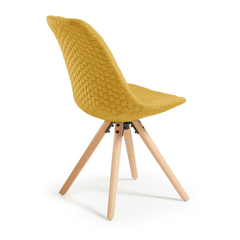 LARS Chair natural wood quilted fabric mustard【4脚セット】 | 商品カテゴリー,チェア | LaForma Japan