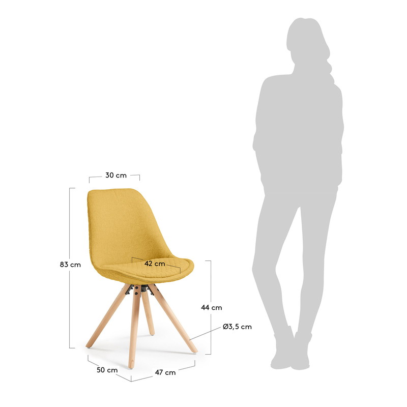 LARS Chair natural wood quilted fabric mustard【4脚セット】 | 商品カテゴリー,チェア | LaForma Japan