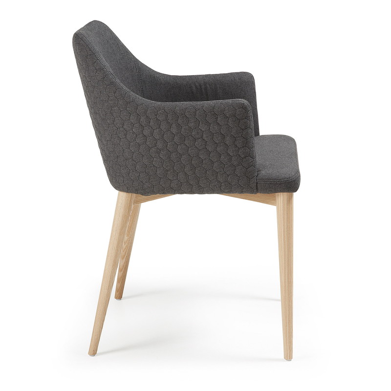 DANAI Armchair nat wood quilted fabric dark grey | 商品カテゴリー,チェア | LaForma Japan