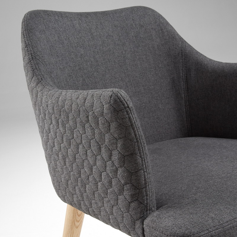 DANAI Armchair nat wood quilted fabric dark grey | 商品カテゴリー,チェア | LaForma Japan