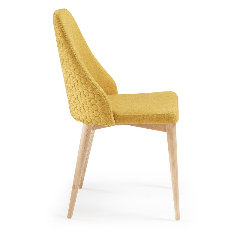 ROXIE Chair natural wood quilted fabric mustard【2脚セット】 | 商品カテゴリー,チェア | LaForma Japan