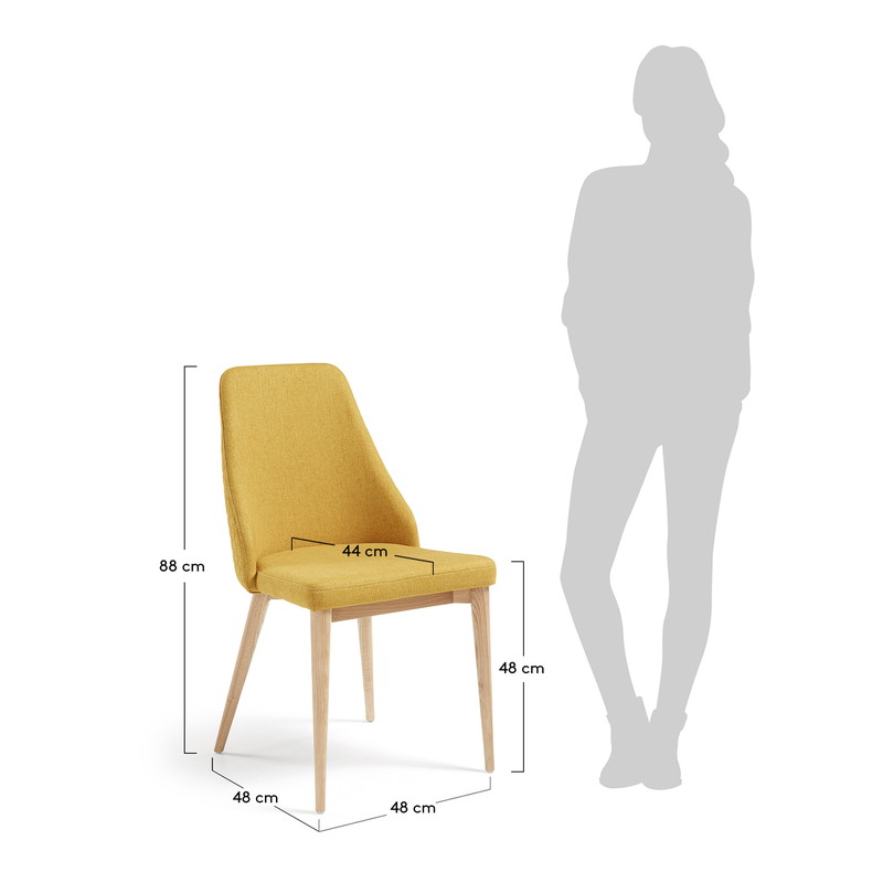 ROXIE Chair natural wood quilted fabric mustard【2脚セット】 | 商品カテゴリー,チェア | LaForma Japan