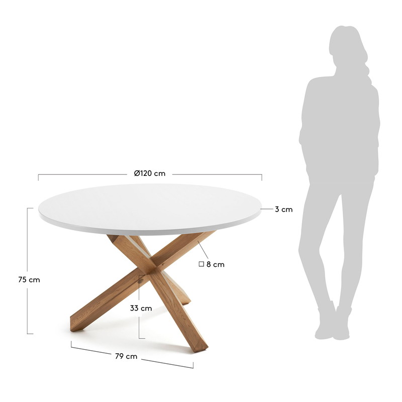 NORI Table Φ120 oak wood, lacquered matt white | 商品カテゴリー,テーブル | LaForma Japan