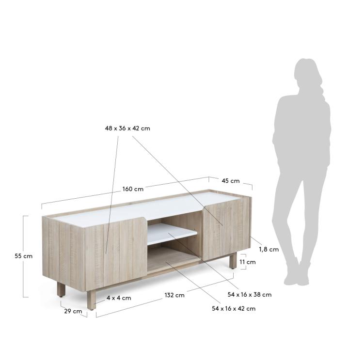 TROPEA Tv cabinet 160x55 acacia wood, mdf matt white | 商品カテゴリー,収納家具 | LaForma Japan