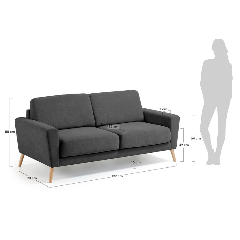 GUY Sofa 3 seaters wooden legs, fabric dark grey | 商品カテゴリー,ソファ | LaForma Japan