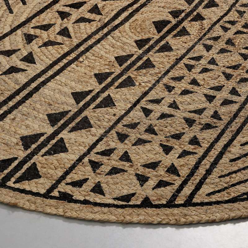 CECILE Rug jute round 100 natural black | 商品カテゴリー,ホームテキスタイル | LaForma Japan