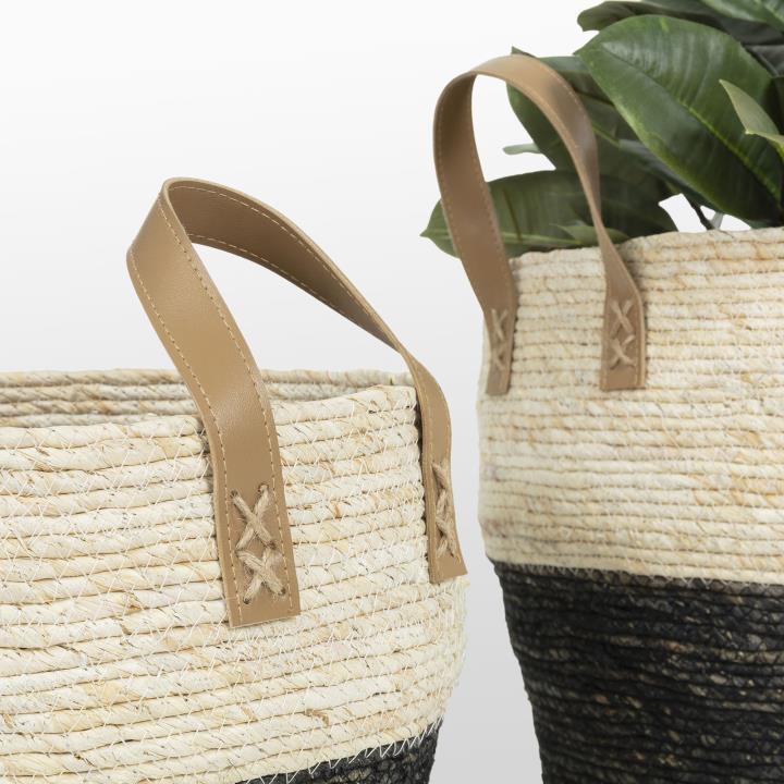 KALKAN Set 3 baskets maize leaf natural black | 商品カテゴリー,Decoration | LaForma Japan