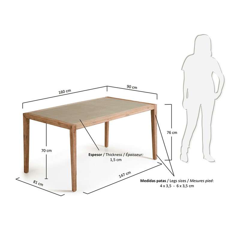 CORVETTE Table 160x90 acacia wh wash poly-cement grey | 商品カテゴリー,テーブル,ダイニングテーブル | LaForma Japan