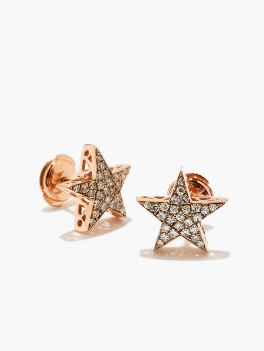 SELIM MOUZANNAR ダイヤモンド ローズゴールドピアス