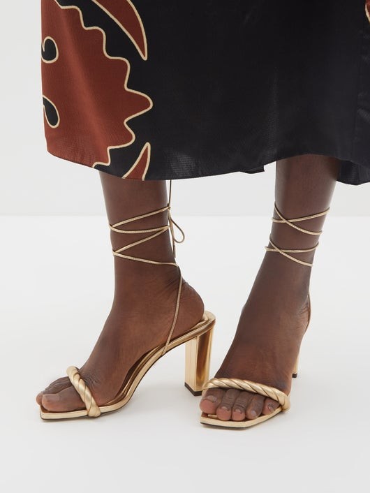 JIMMY CHOO ディオザ メタリックレザーサンダル 85