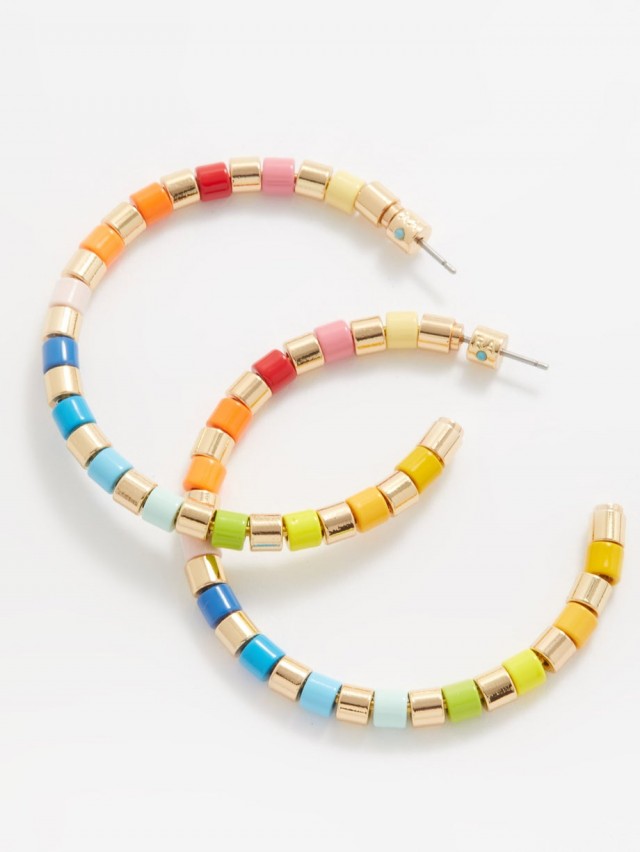 ROXANNE ASSOULIN ゴールデン レインボー エナメルフープピアス