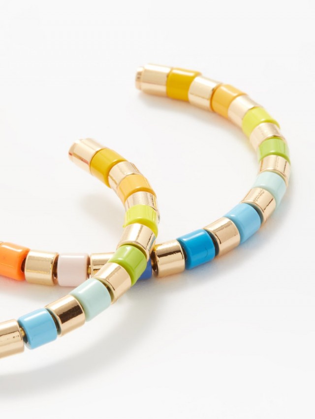 ROXANNE ASSOULIN ゴールデン レインボー エナメルフープピアス