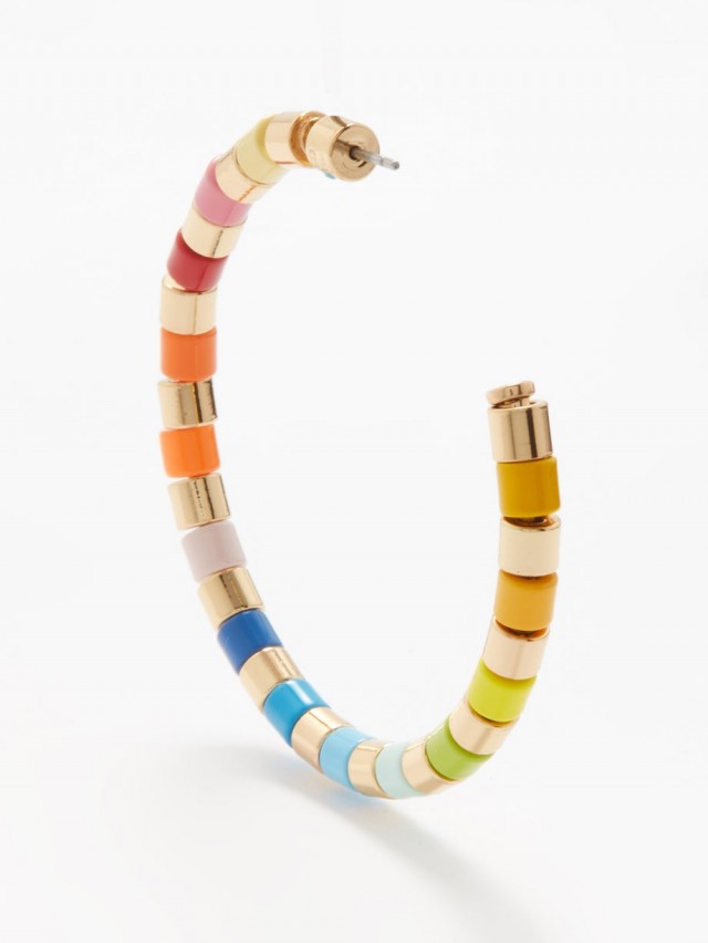 ROXANNE ASSOULIN ゴールデン レインボー エナメルフープピアス