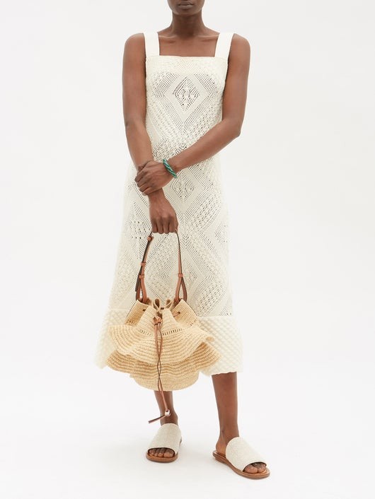 LOEWE PAULA'S IBIZA ラッフル ラフィアバスケットバッグ