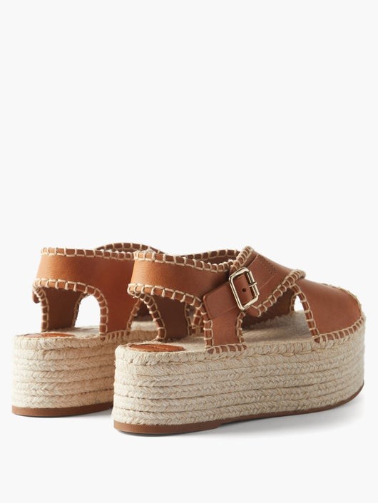 CHLOÉ ルシンダ レザー エスパドリーユウェッジサンダル