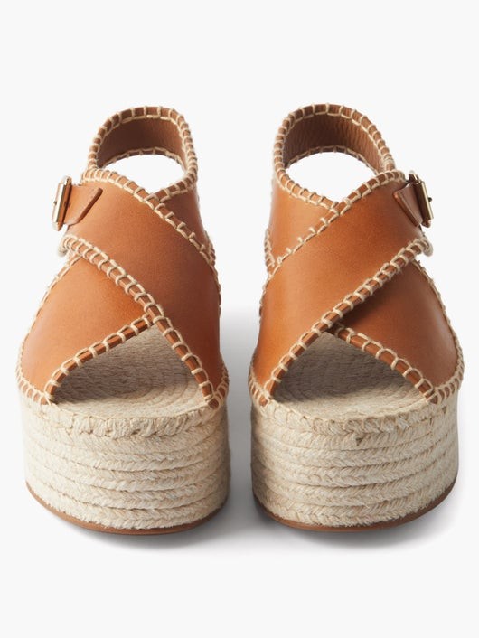 CHLOÉ ルシンダ レザー エスパドリーユウェッジサンダル
