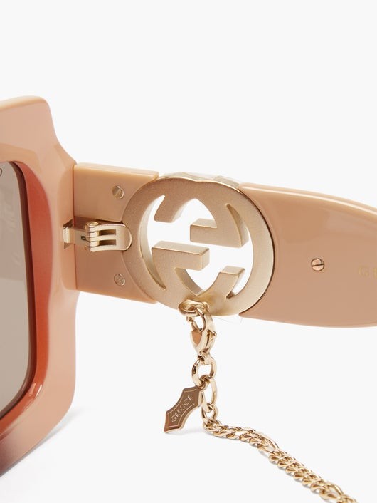GUCCI EYEWEAR チェーン オーバーサイズ スクエアサングラス