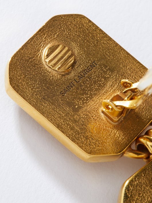 SAINT LAURENT ダブル オクタゴン レジンイヤリング