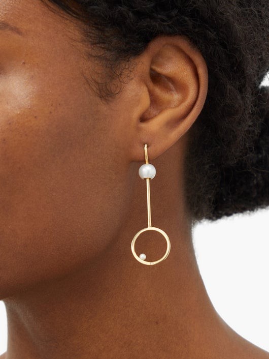 DELFINA DELETTREZ バブル パール＆ダイヤモンド ゴールドシングルピアス