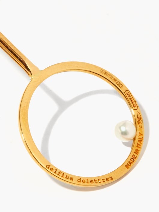 DELFINA DELETTREZ バブル パール＆ダイヤモンド ゴールドシングルピアス