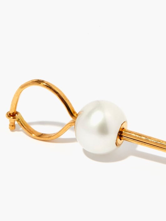 DELFINA DELETTREZ バブル パール＆ダイヤモンド ゴールドシングルピアス