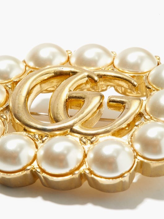 GUCCI GG パールブローチ