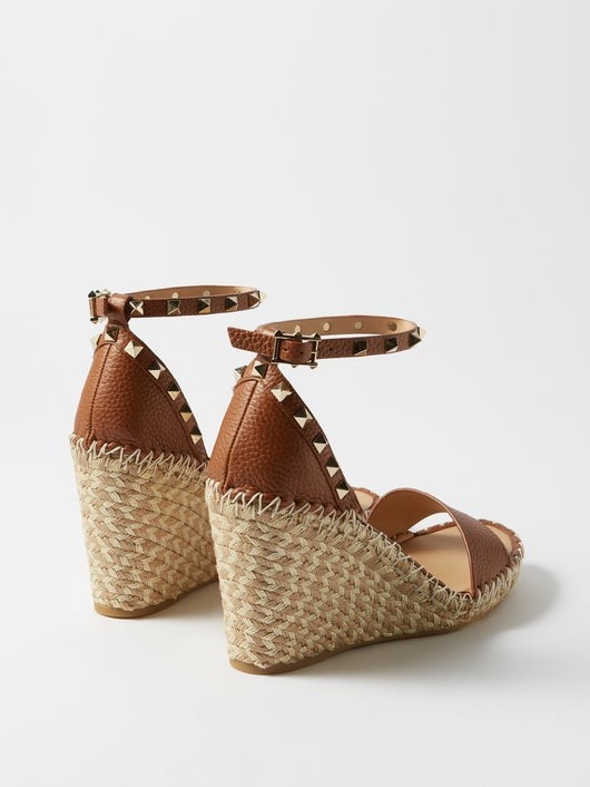 VALENTINO GARAVANI ロックスタッズ レザーウェッジサンダル 105