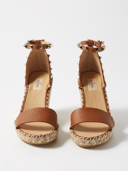 VALENTINO GARAVANI ロックスタッズ レザーウェッジサンダル 105