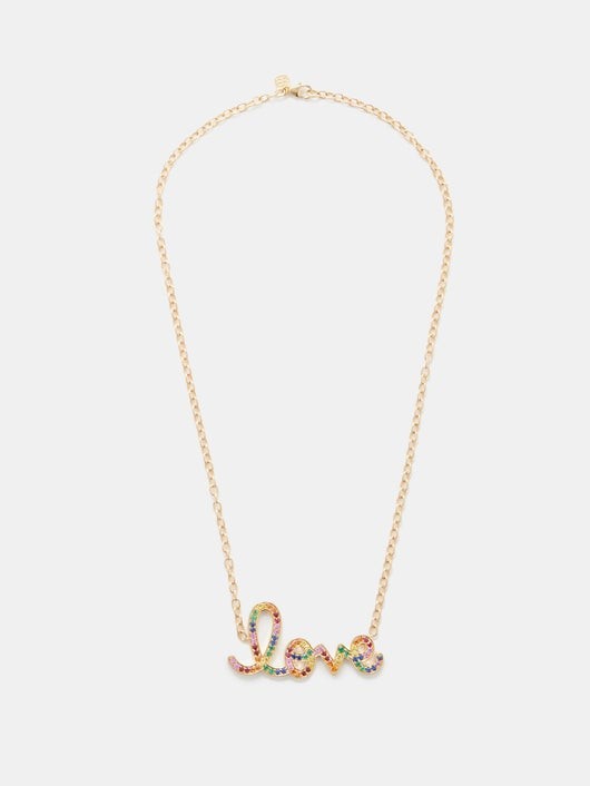 SYDNEY EVAN ラブ ルビー サファイア エメラルド ゴールドネックレス