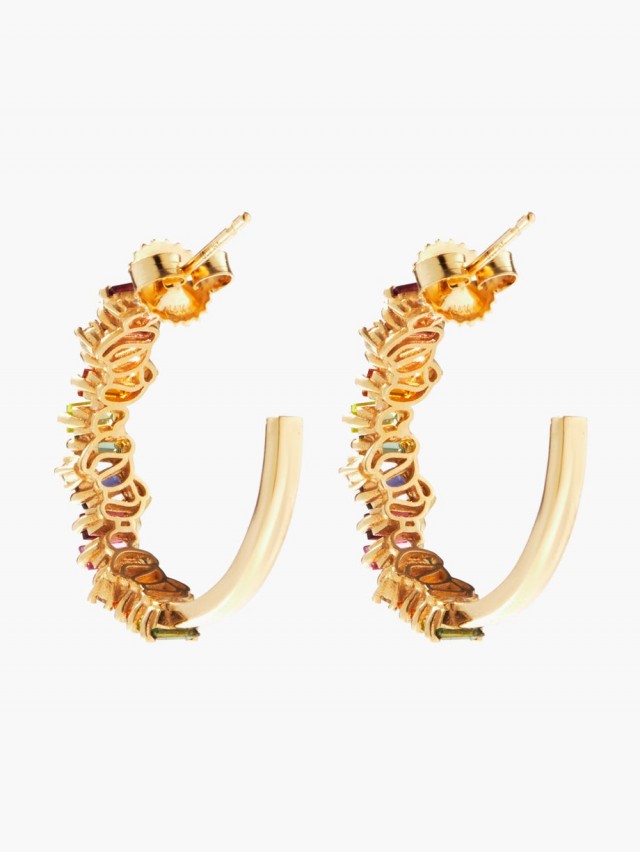 SUZANNE KALAN レインボー ダイヤモンド＆トパーズ 14Kゴールドピアス