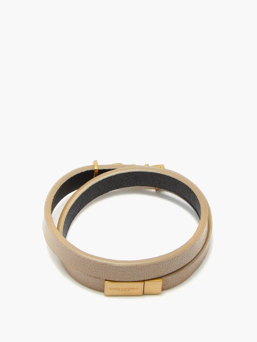 SAINT LAURENT レザーラップブレスレット
