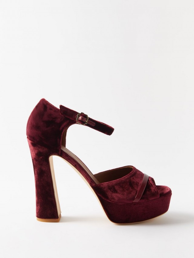 MALONE SOULIERS ユリ ベルベット プラットフォームサンダル 125