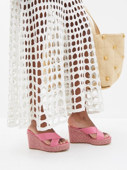 JIMMY CHOO ドヴィナ レザーウェッジミュール 100