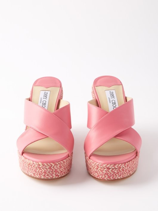 JIMMY CHOO ドヴィナ レザーウェッジミュール 100