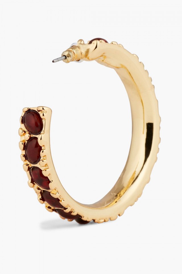 KENNETH JAY LANE ゴールドトーン ストーン フープピアス