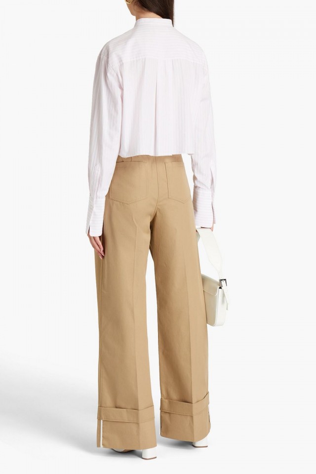 VICTORIA, VICTORIA BECKHAM コットンギャバジン ワイドレッグパンツ タック入り