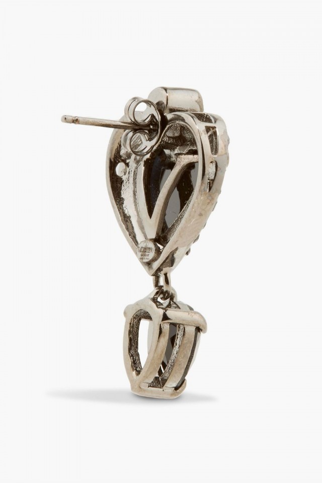 VALENTINO GARAVANI クリスタル ピアス ガンメタルトーン