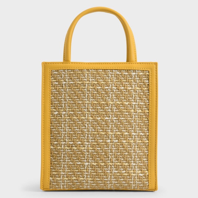【2021 SUMMER 新作】ウーブンツイード トートバッグ / Woven Tweed Tote Bag （Yellow）