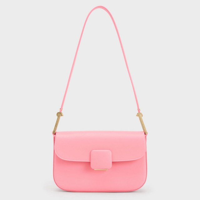 Koa コア スクエアプッシュロックショルダーバッグ（Pink）
