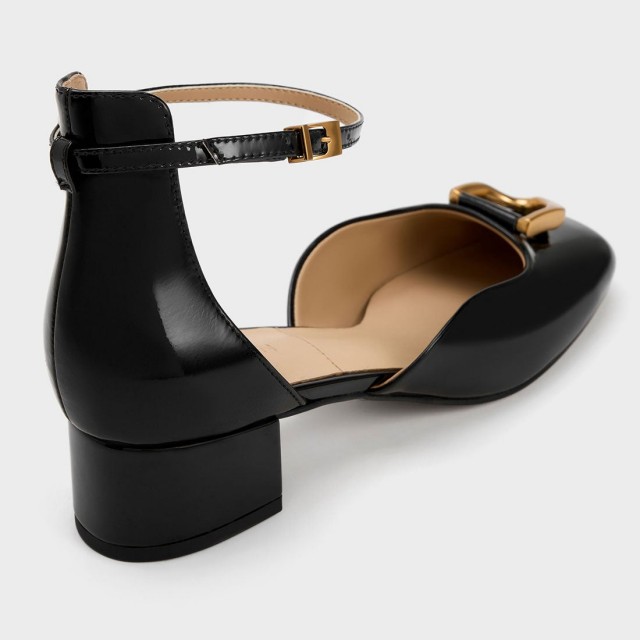 Gabine ガビーヌ レザードルセイパンプス （Black）