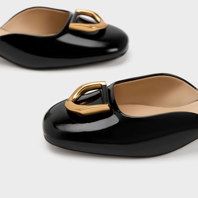 Gabine ガビーヌ レザードルセイパンプス （Black）