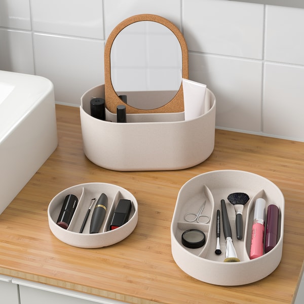 SAXBORGA サクスボルガ 収納ボックス ミラーのふた付き, プラスチック コルク, 24x17 cm - IKEA