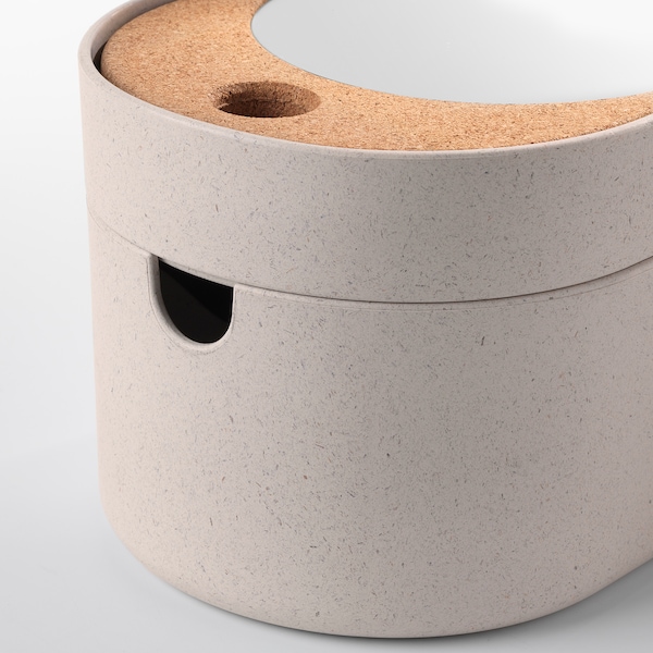SAXBORGA サクスボルガ 収納ボックス ミラーのふた付き, プラスチック コルク, 24x17 cm - IKEA