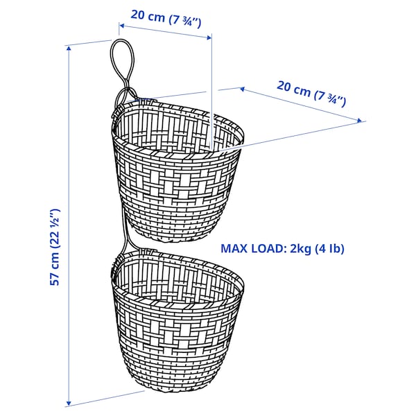 TOLKNING トルクニング バスケットハンギング2点セット, ハンドメイド 竹 - IKEA