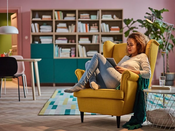 STRANDMON ストランドモン ウイングチェア, スキフテボー イエロー - IKEA