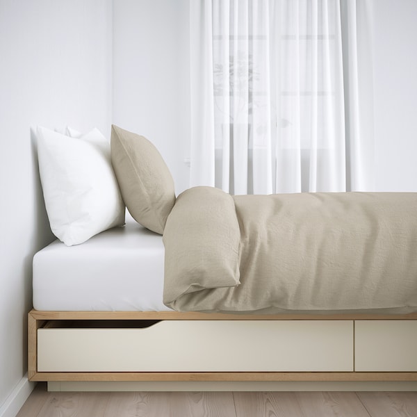 MANDAL マンダール ベッドフレーム 収納付き, バーチ, ホワイト, 120x200 cm - IKEA