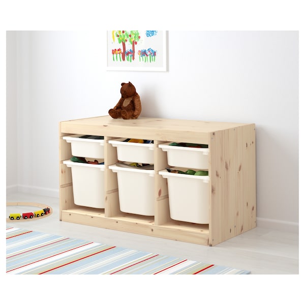 TROFAST トロファスト 収納コンビネーション, ライトホワイトステインパイン/ホワイト, 93x44x53 cm - IKEA