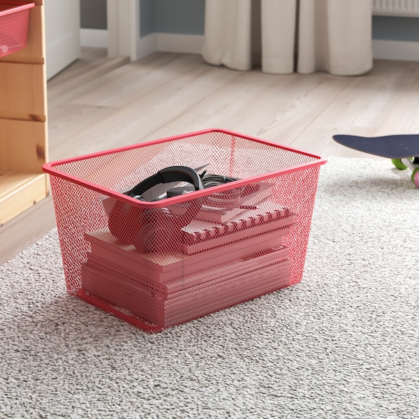 TROFAST トロファスト 収納コンビネーション, ライトホワイトステインパイン/ライトレッド, 93x44x53 cm - IKEA